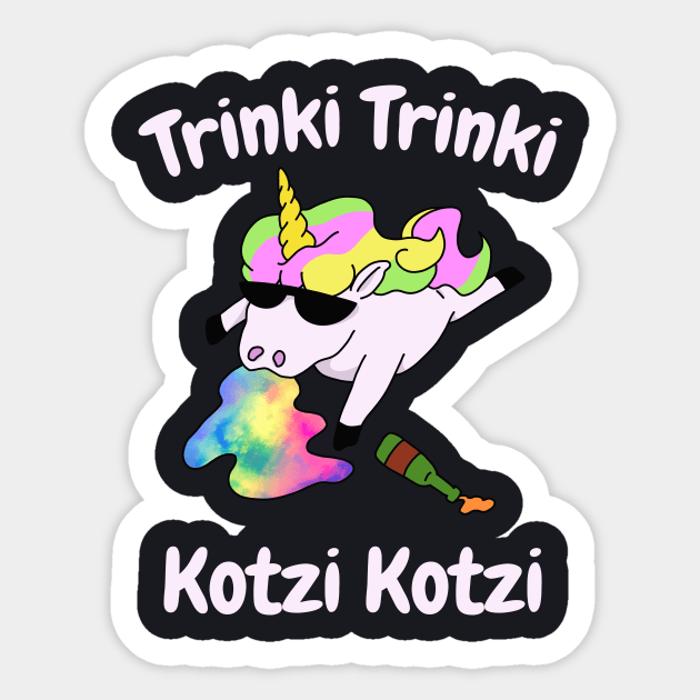 Lustiges Party Einhorn Trinki Kotzi Sticker by Foxxy Merch